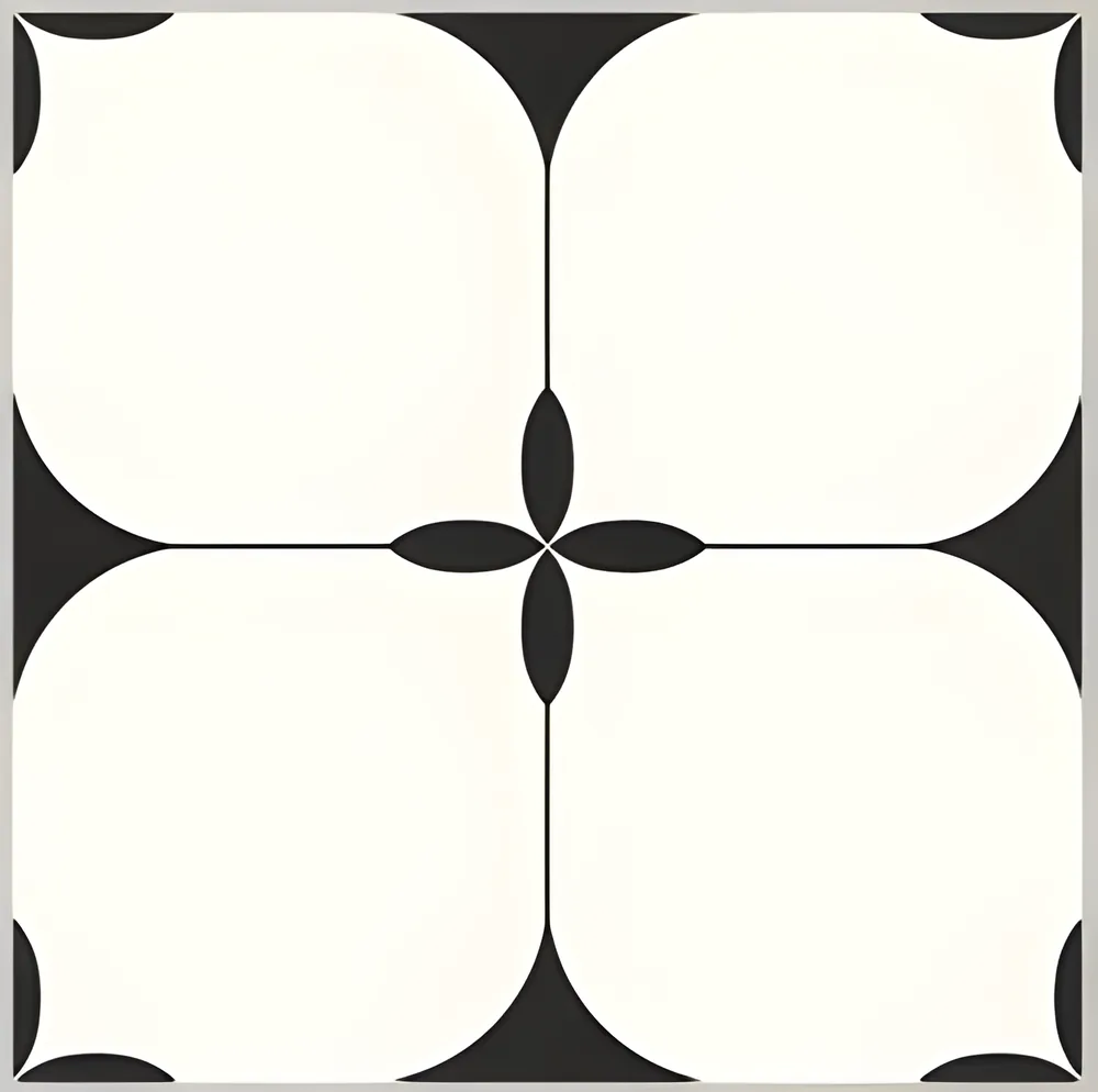 Porcelanato decorado cuatro pétalos 40 × 40