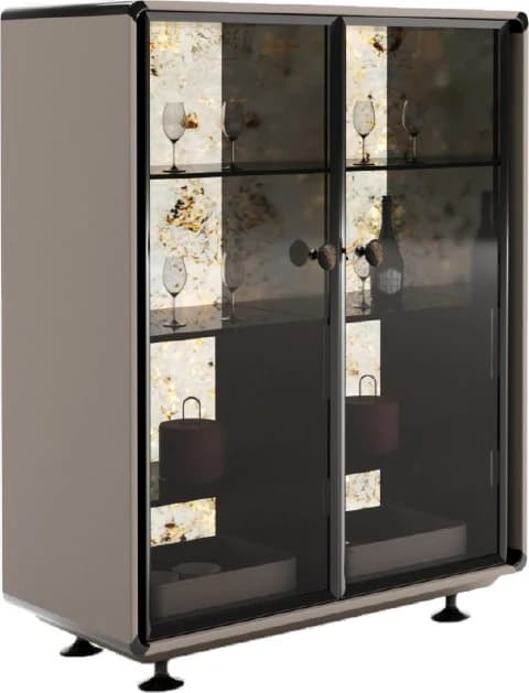 Vitrina de dos puertas transparentes con estantes