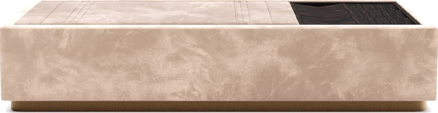 Banco de pie de cama tapizado con bandeja, beige