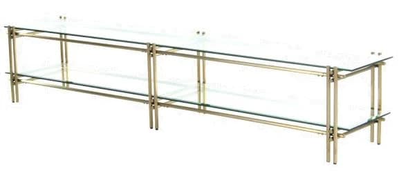 Rack de TV de vidrio templado con patas dobles champagne 230 × 43 × 45 cm