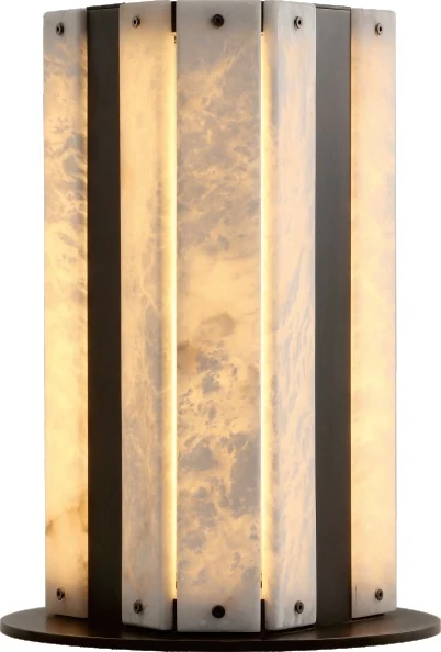 Lámpara de mesa de columnas de mármol con fajas negras Ø 28 cm