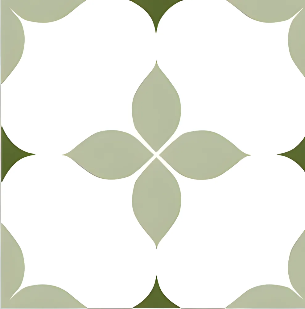 Porcelanato decorado cuatrifolio verde 40 × 40