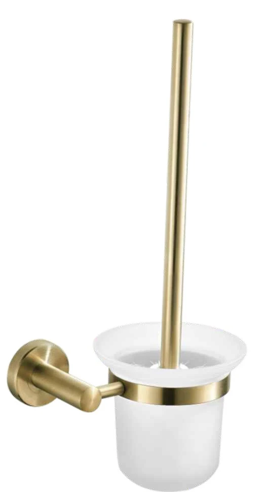 Escobillero de pared redondo dorado cepillado