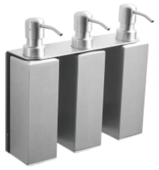 Dispenser de jabón triple cuadrado en cepillado o negro mate