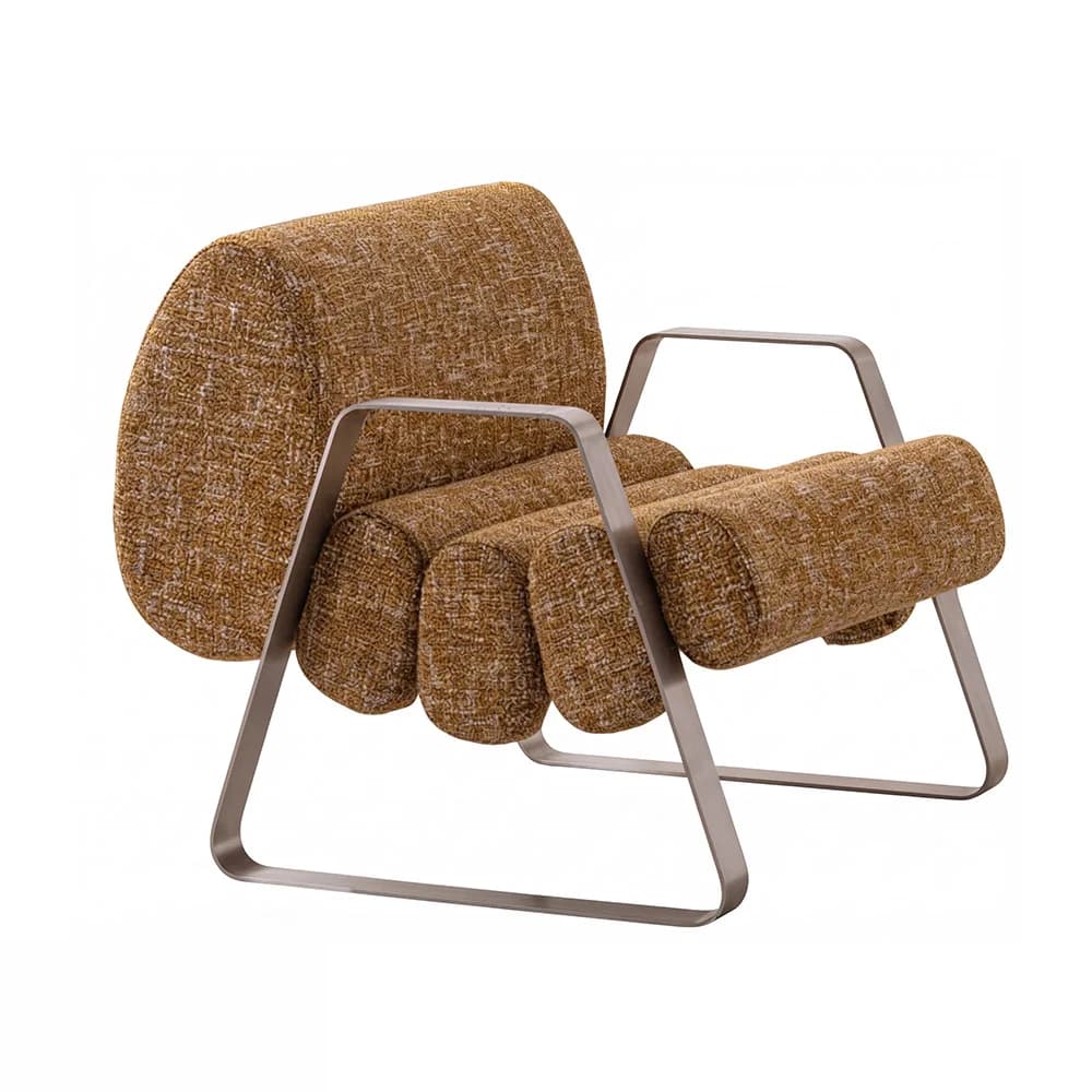 Sillón Otero · Sillón de rollos sobre estructura tubular plateada 73 × 82 cm