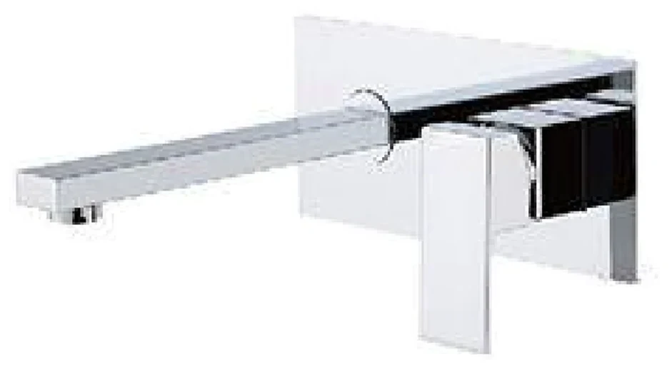 Grifería de lavatorio empotrada · placa rectangular y caño recto