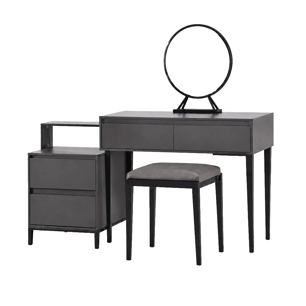 Tocador con banqueta, espejo y mesa de luz 100 × 45 cm