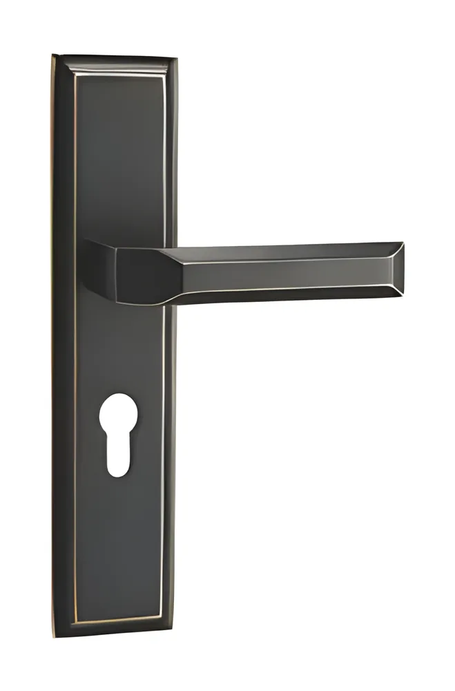 Juego de manijas con placa larga y bocallave, negro