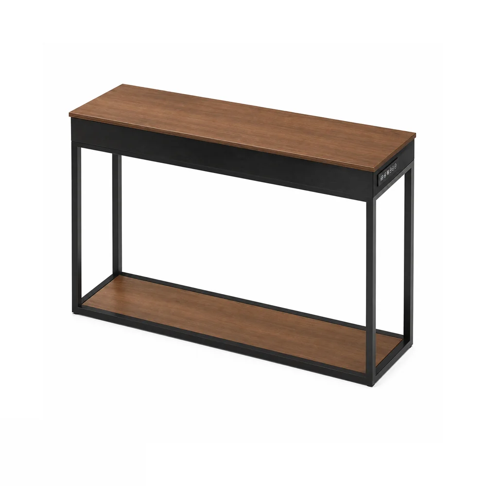 Consola con parlante a batería y tapa símil madera 120 cm
