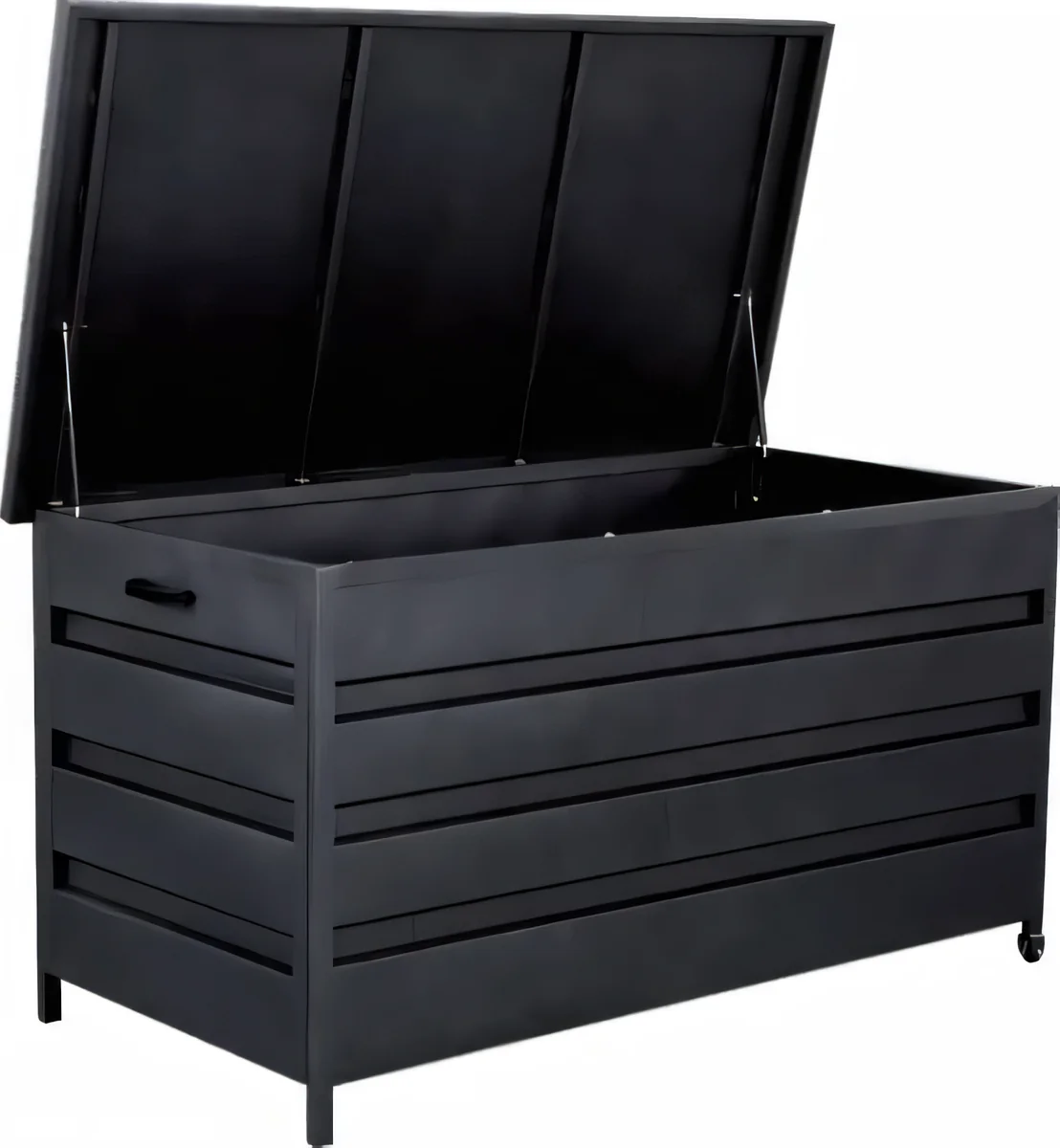 Baúl de exterior de listones de 160,5 × 82,5 × 86 cm