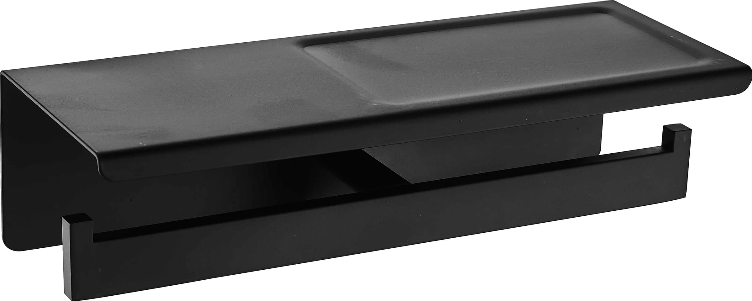 Portarrollos con estante cuadrado plano negro mate