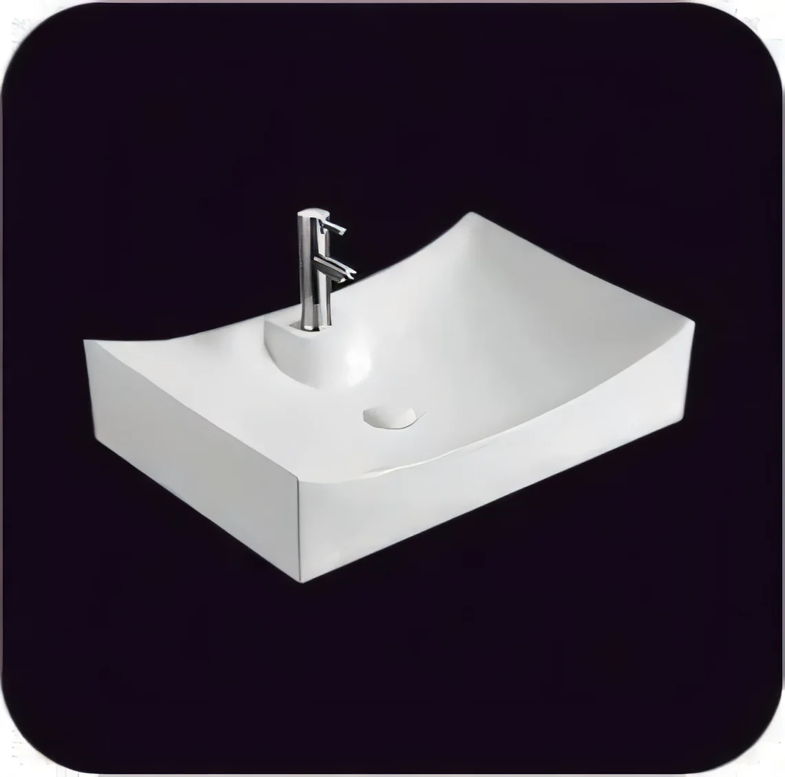 Lavatorio sobre mesada rectangular 65 × 40 × 13