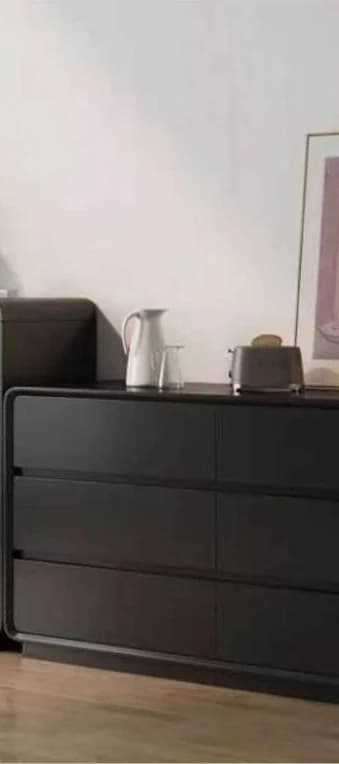 Cómoda de 6 cajones negro, 100, 120 o 140 × 40 × 76 cm