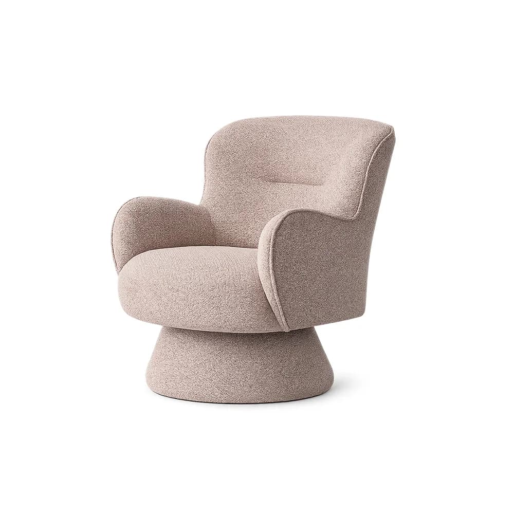 Sillón Barca · Sillón giratorio de respaldo alto sobre base redonda 73 × 86 cm