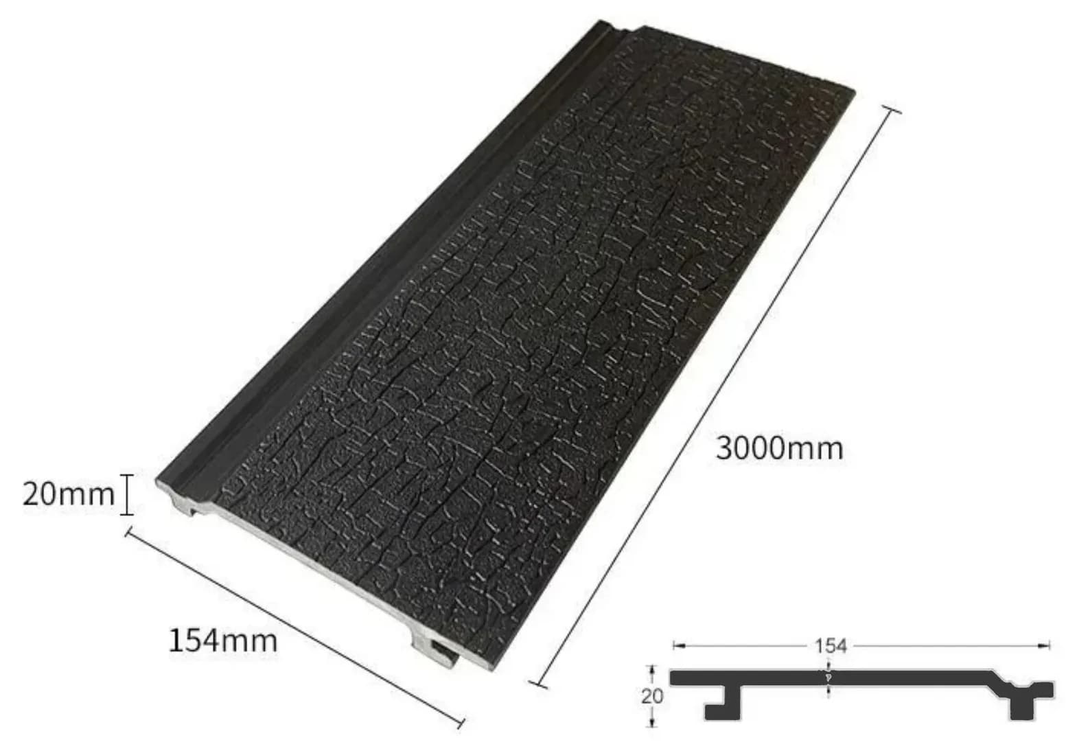 Panel de pared de textura carbonizada 154×20