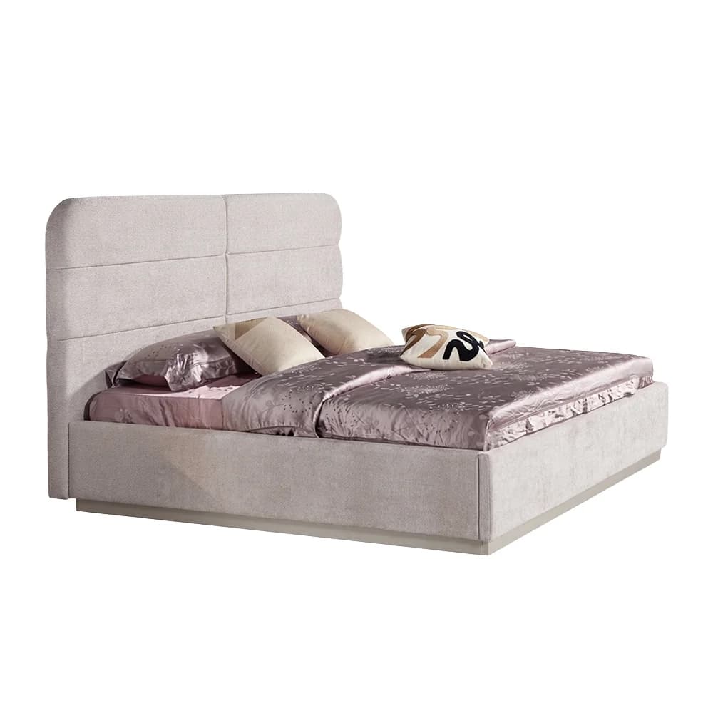 Cama tapizada con respaldo de paneles rectangulares