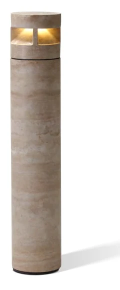 Farola de jardín de travertino con abertura de luz rectangular Ø 19 × 54 / 99 cm