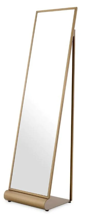 Espejo de pie rectangular con marco dorado y base curva 55 × 55 × 180 cm