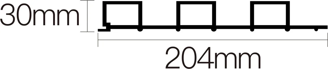 Sección de Panel de pared acanalado 204×30