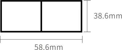 Sección de Tubo hueco coextruido con alma de aluminio 58,6 × 38,6